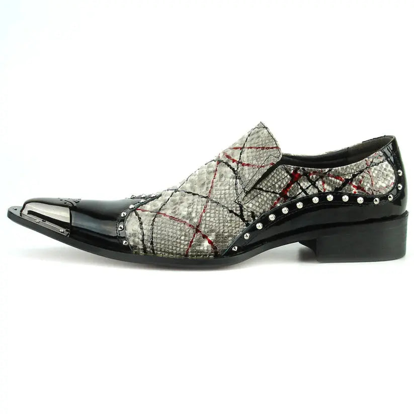 Fiesso FI-7370 Multi/Black Leather Slip On Loafers