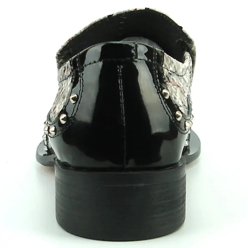 Fiesso FI-7370 Multi/Black Leather Slip On Loafers