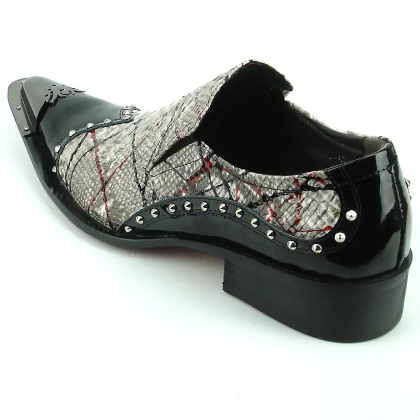 Fiesso FI-7370 Multi/Black Leather Slip On Loafers