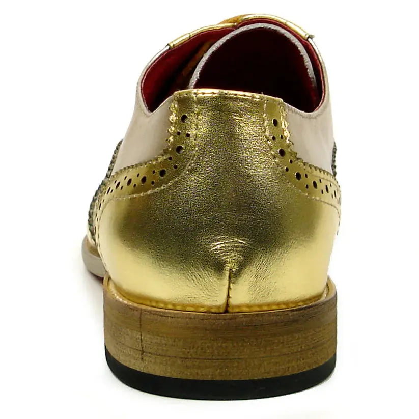 Fiesso FI-7400 Gold Leather Wingtip Oxfords