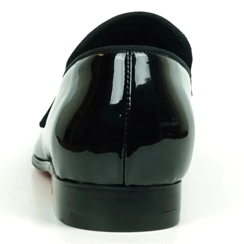 Fiesso FI-7549 Black Patent Rhinestone Loafers