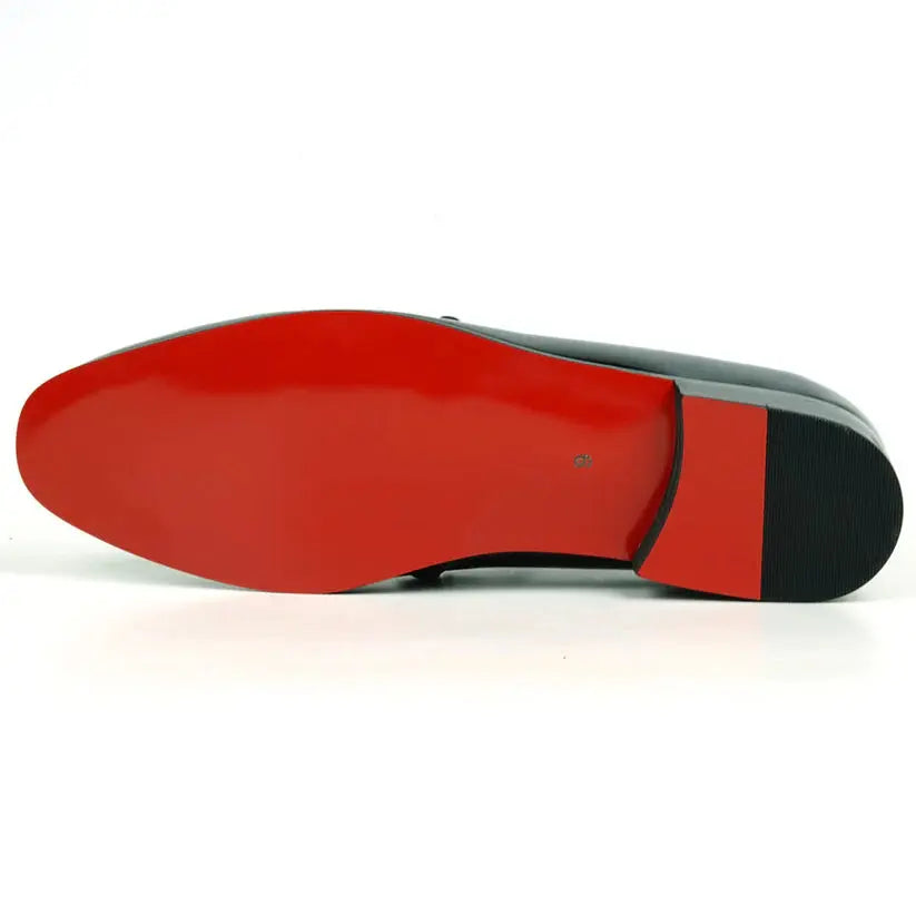 Fiesso FI-7549 Black Patent Rhinestone Loafers
