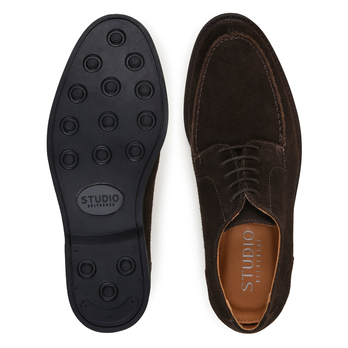 Belvedere Franco Chocolate Genuine Leather Italian Suede Oxfords