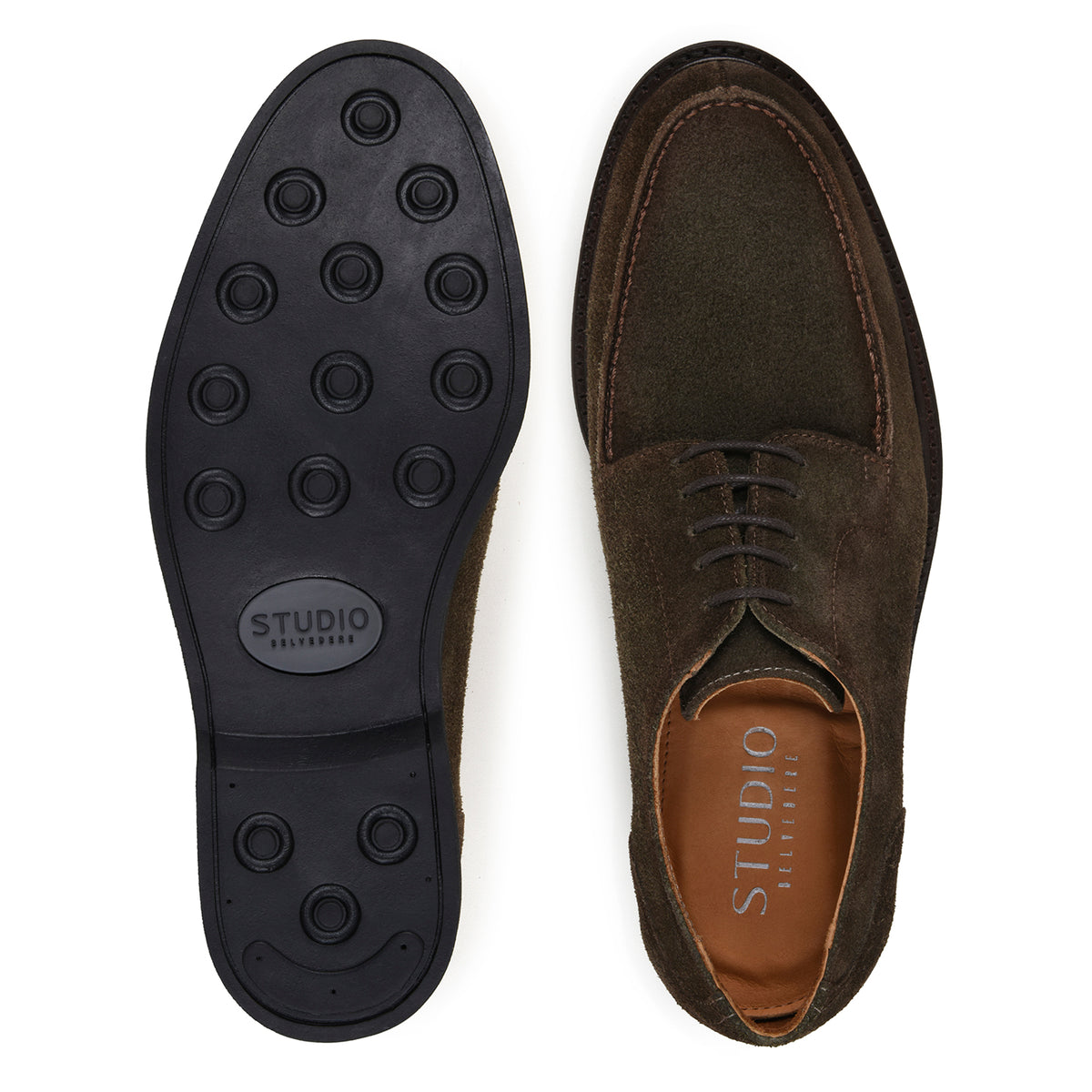 Belvedere Franco Olive Genuine Leather Italian Suede Oxfords