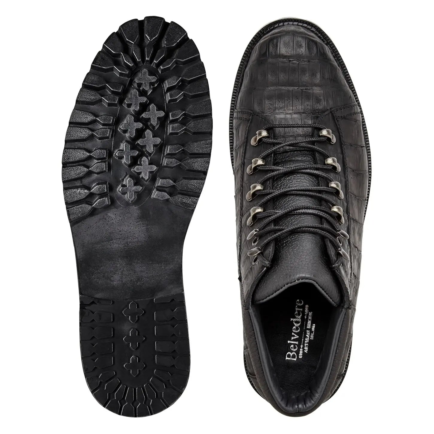 Belvedere Felipe CB06 Black Genuine Oiled Caiman Crocodile Boots