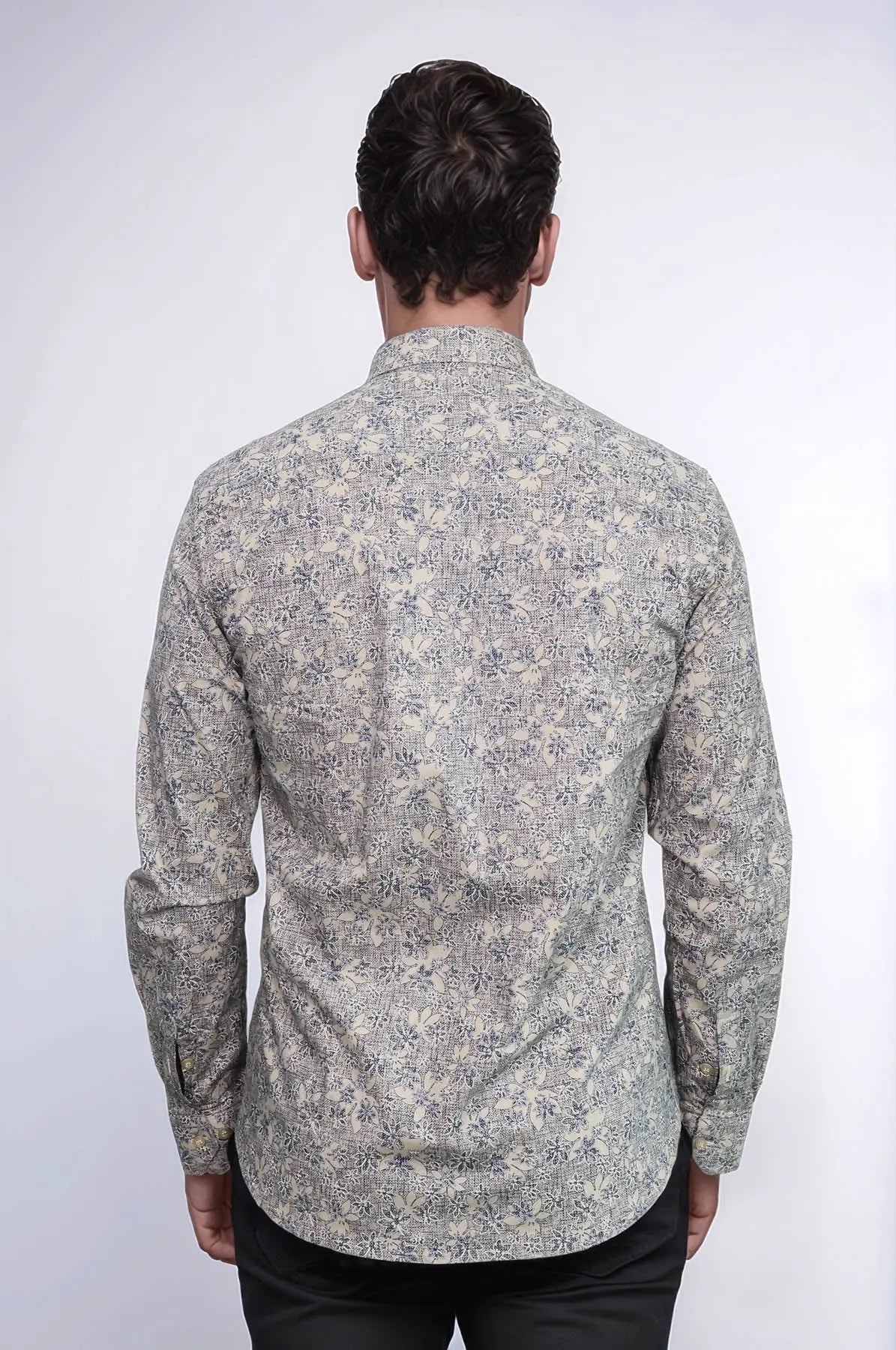 Bloom Patterned Beige Slim Fit Shirt - Wessi Wessi