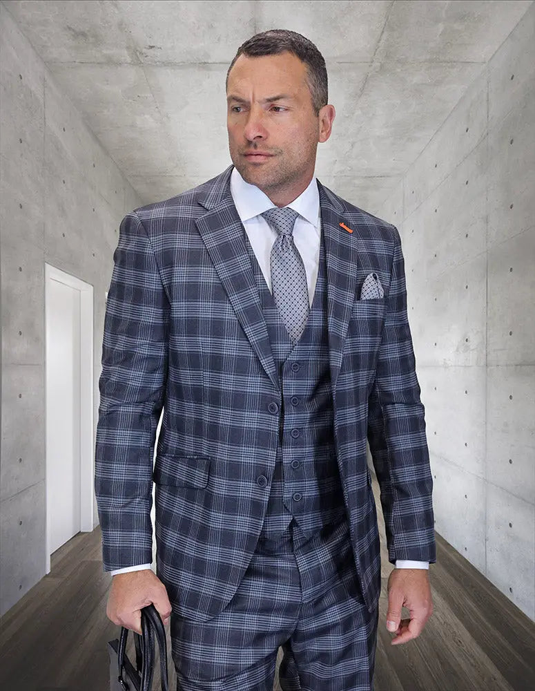 Statement Zilo-1 Charcoal Super 200's Italian Wool Vested Suit