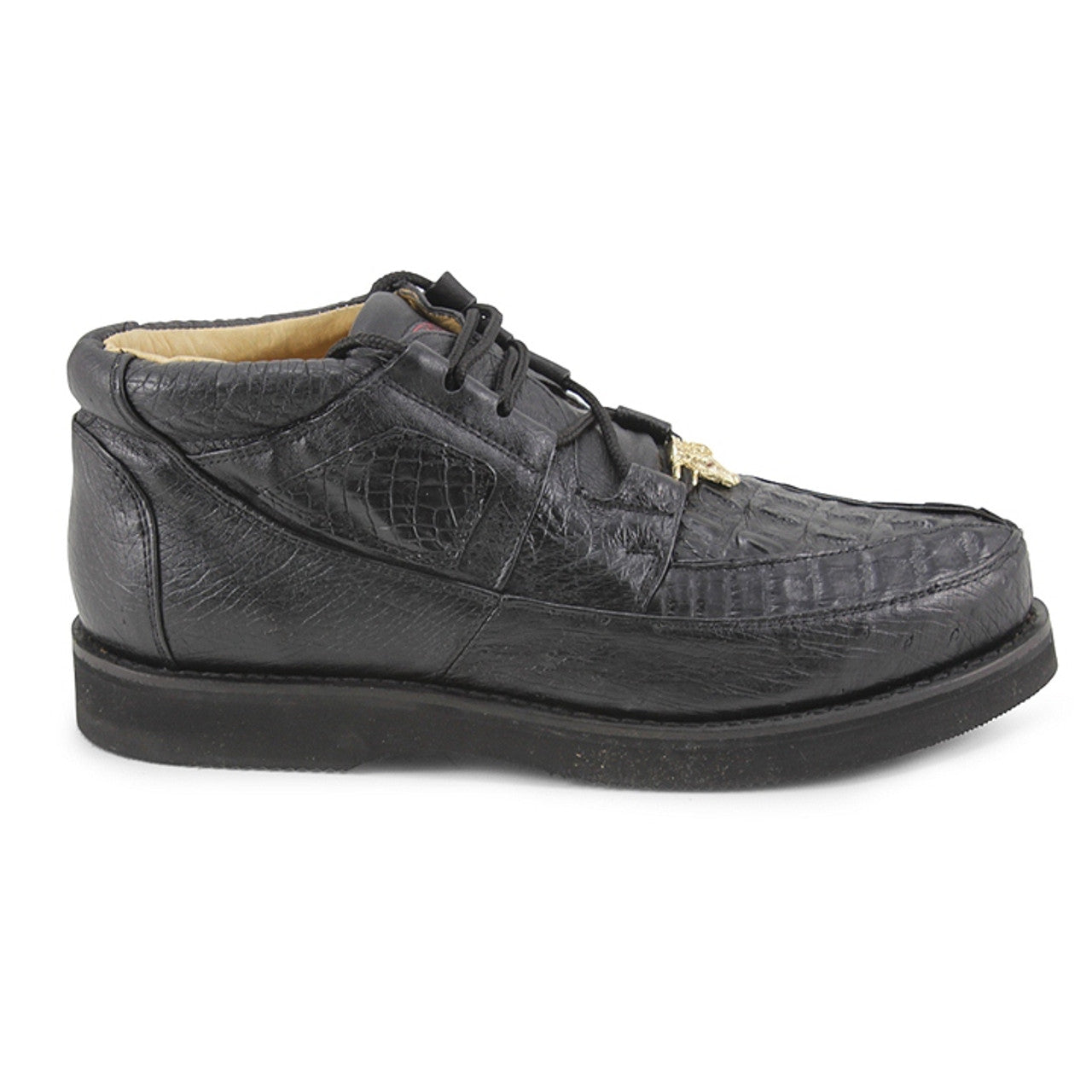 Los Altos ZA050205 Men's Black Genuine Wide Ostrich Casual Shoes