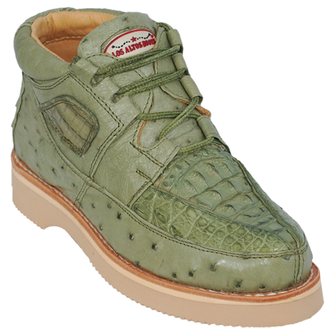 Los Altos ZA050248 Men's Military Green Genuine Wide Ostrich Casual Shoes