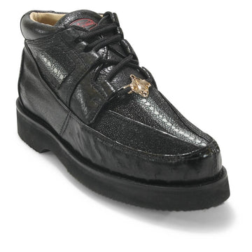 Los Altos ZA051105 Men's Black Genuine Stingray Wide Ostrich Casual Shoes