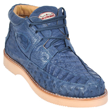 Los Altos ZA050214 Men's Blue Jean Genuine Wide Ostrich Casual Shoes