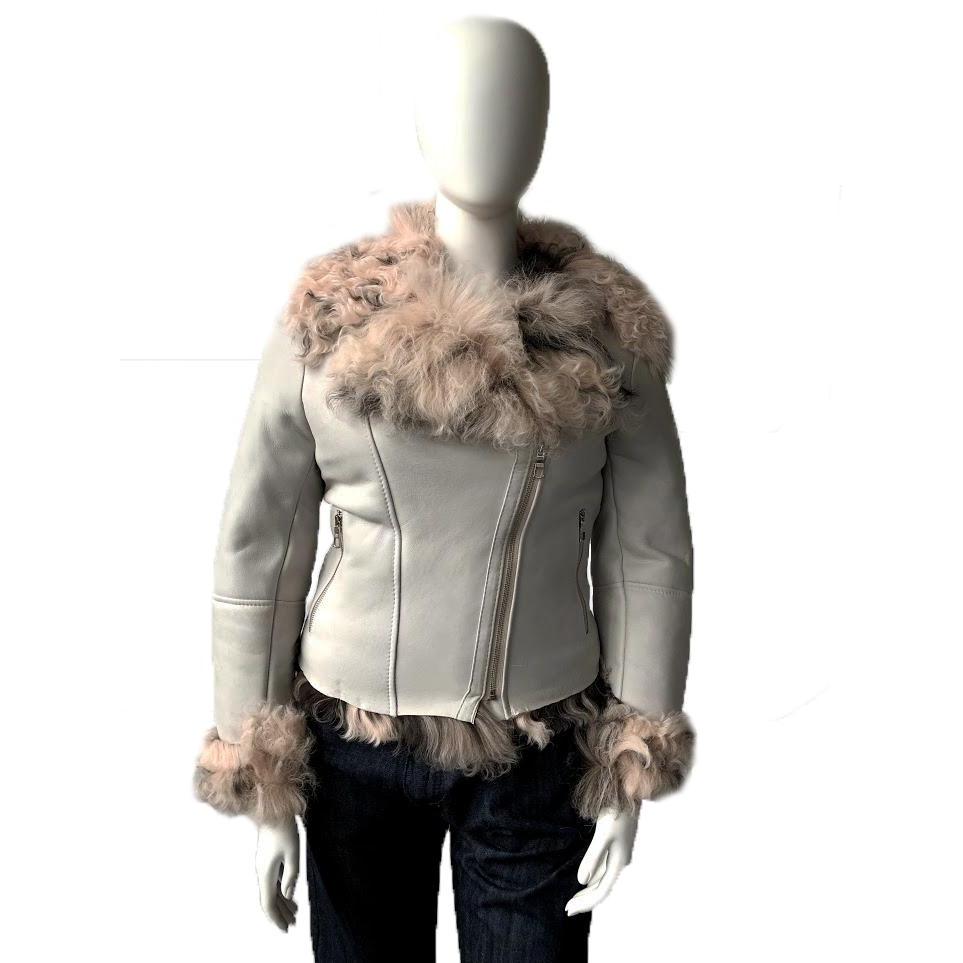 Jakewood 1005-1 Ladies Genuine Sheepskin Leather/Toscana Fur Motorcycle Jacket