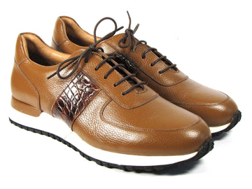 Paul Parkman Men's Cognac Floater Leather Sneakers (ID#LP206CGN)