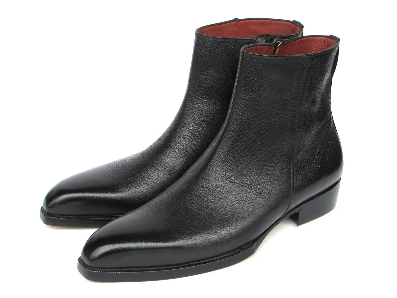 Paul Parkman Men's Black Floater Genuine Leather Side Zipper Boots (ID#BT6499-BLK) PAUL PARKMAN