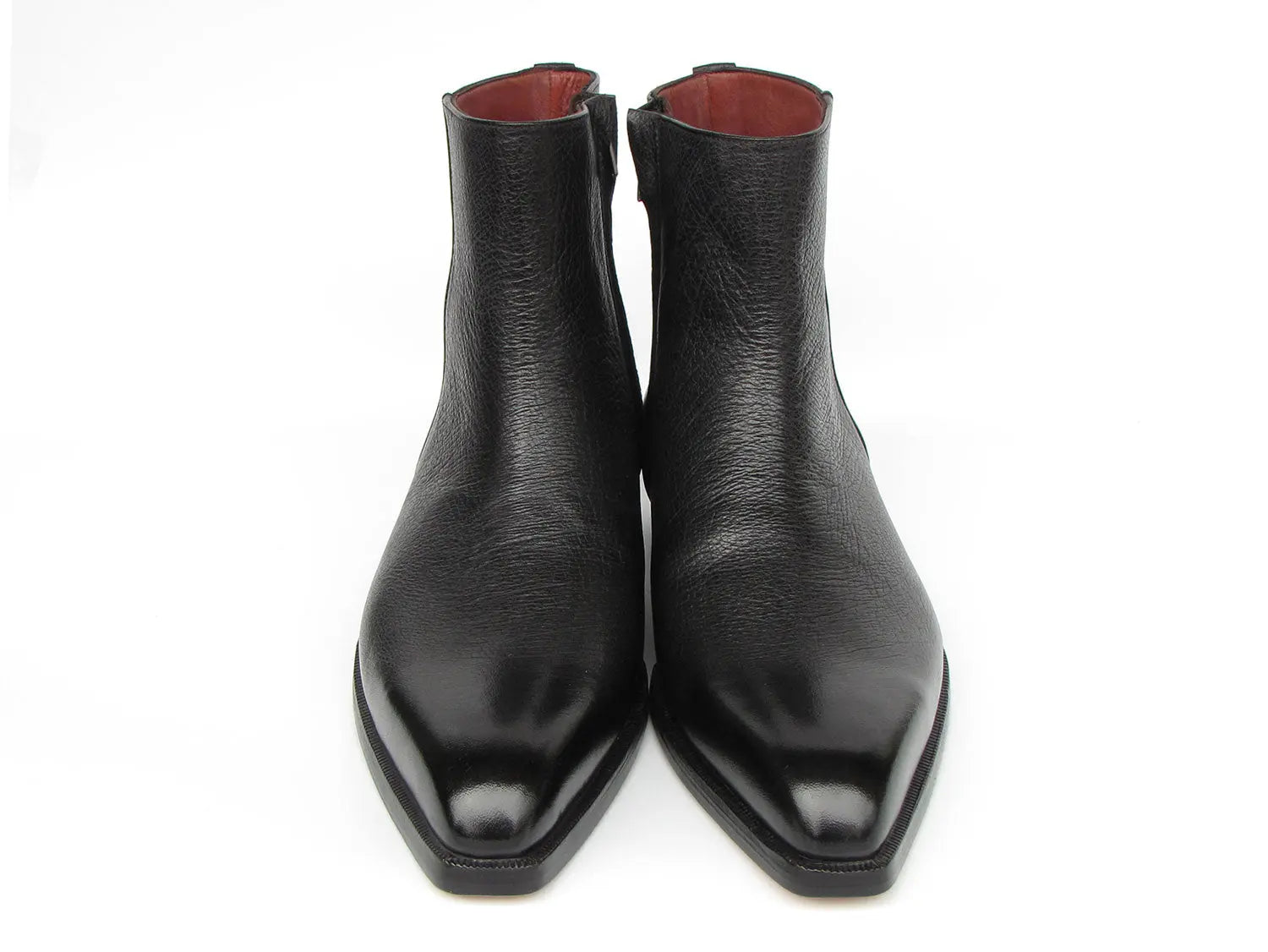 Paul Parkman Men's Black Floater Genuine Leather Side Zipper Boots (ID#BT6499-BLK) PAUL PARKMAN