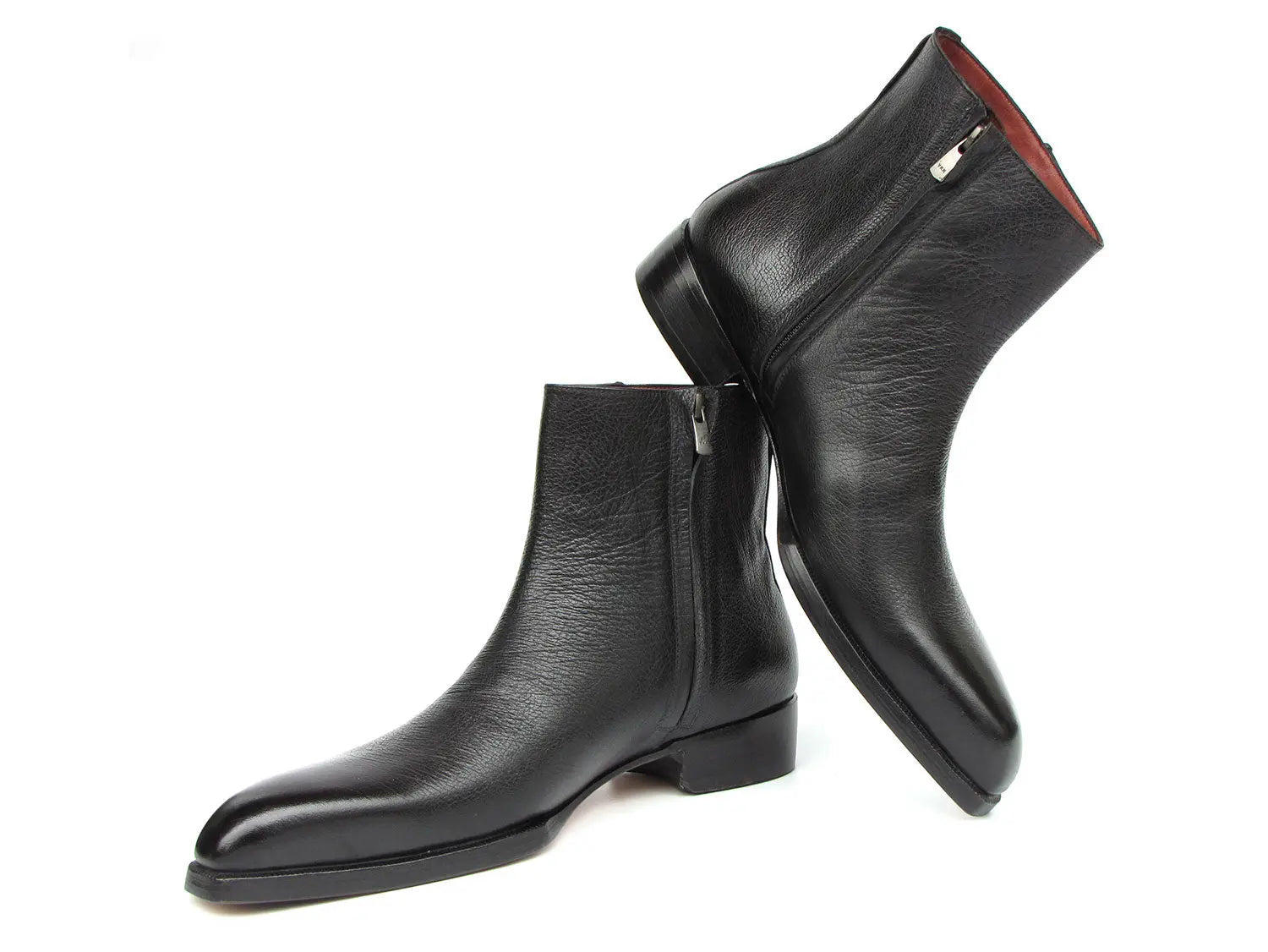 Paul Parkman Men's Black Floater Genuine Leather Side Zipper Boots (ID#BT6499-BLK) PAUL PARKMAN