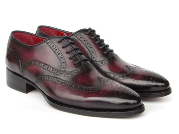 Paul Parkman Bordeaux Burnished Goodyear Welted Wingtip Oxford Shoes (ID#66BRD94)