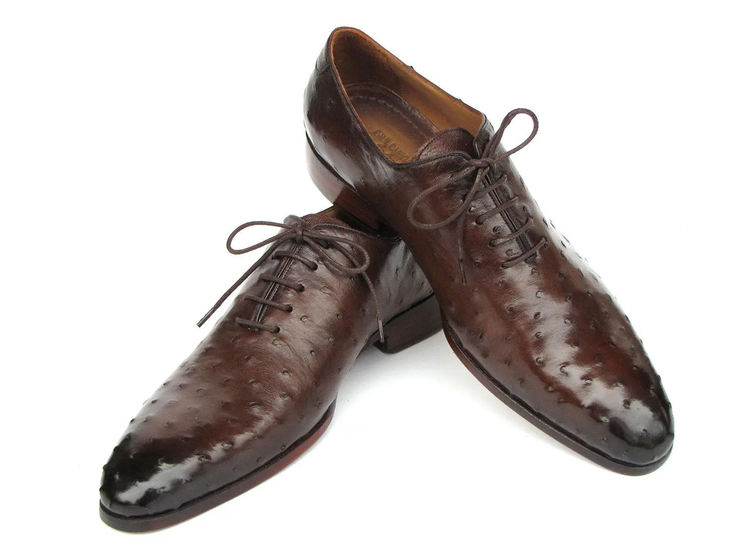 Paul Parkman Men's Brown Genuine Ostrich Oxfords (ID#9475-85) PAUL PARKMAN