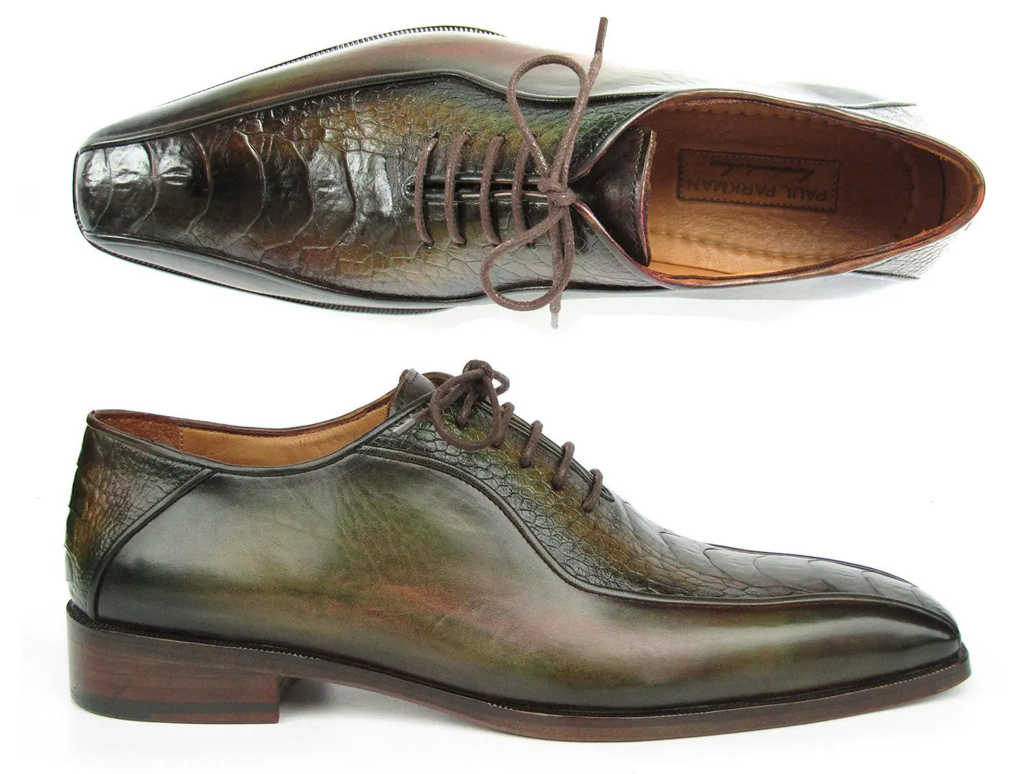Paul Parkman Men's Green Genuine Ostrich Leg Bicycle Toe Oxfords (ID#94DLGRN) PAUL PARKMAN