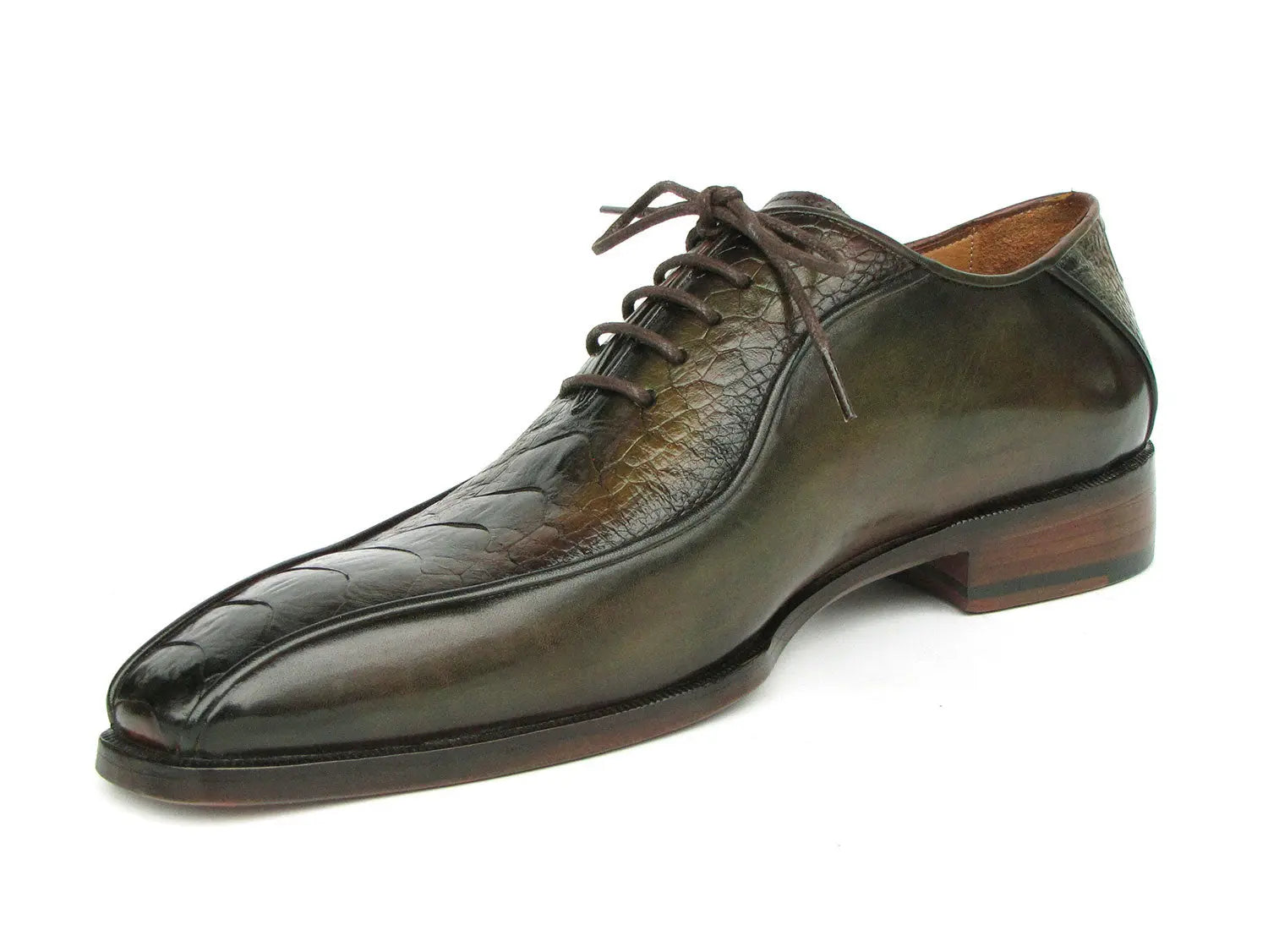 Paul Parkman Men's Green Genuine Ostrich Leg Bicycle Toe Oxfords (ID#94DLGRN) PAUL PARKMAN