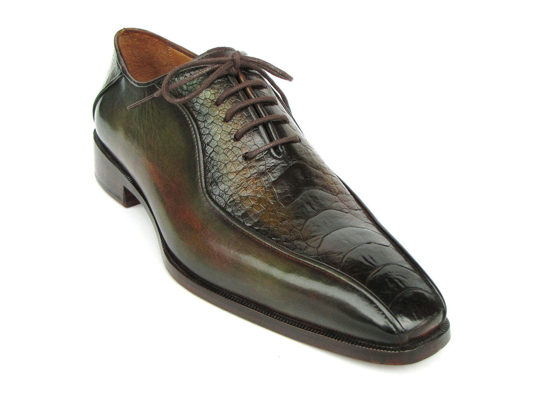 Paul Parkman Green Genuine Ostrich Leg Bicycle Toe Oxfords (ID#94DLGRN) PAUL PARKMAN