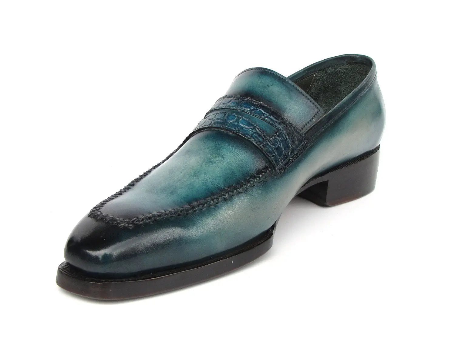 Paul Parkman Men's Turquoise Patina Handmade Loafers (ID#6944-TRQ) PAUL PARKMAN