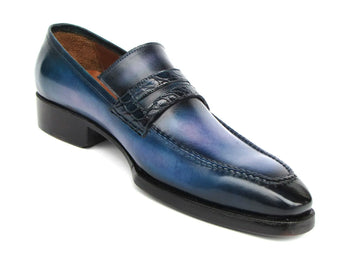 Paul Parkman Men's Blue Patina Handmade Loafers (ID#6944-BLU) PAUL PARKMAN