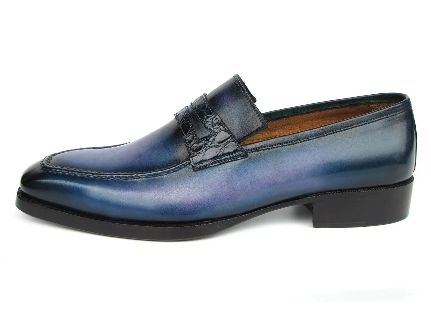 Paul Parkman Men's Blue Patina Handmade Loafers (ID#6944-BLU) PAUL PARKMAN