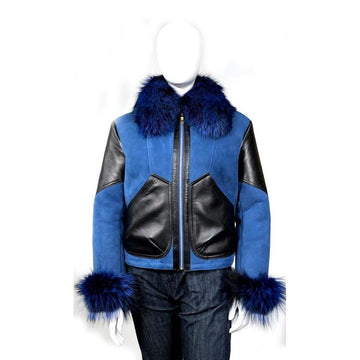 Jakewood 1047-1 Ladies Genuine Sheepskin Shearling/Suede/Fox Fur Jacket 