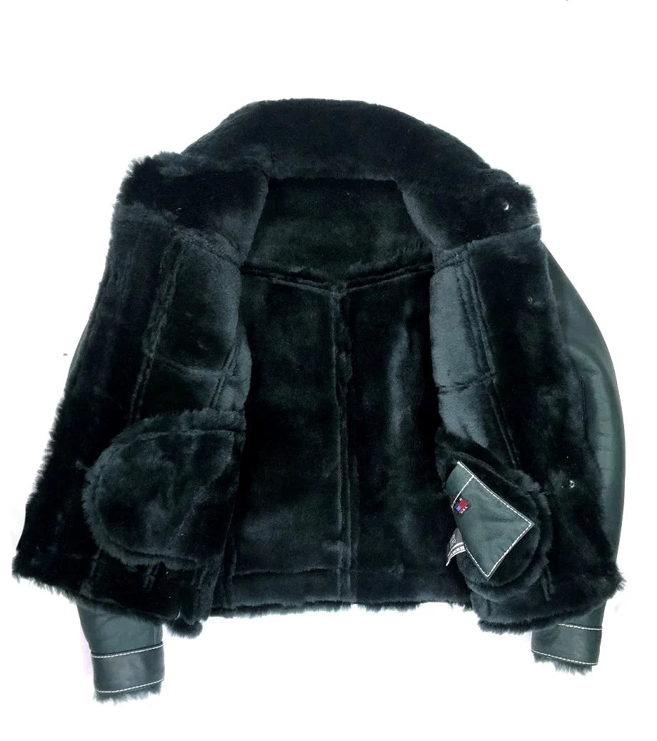 Jakewood 3610 Green Genuine Sheepskin Leather Denim Style Jacket