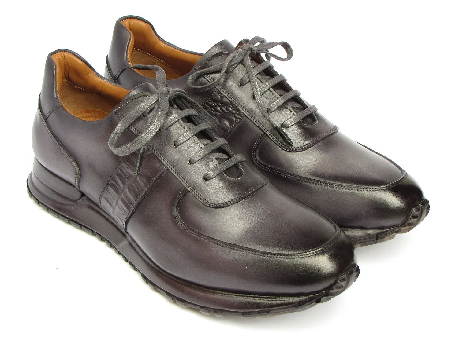 Paul Parkman Men's Gray/Black Patina Sneakers (ID#LP207GRY) PAUL PARKMAN