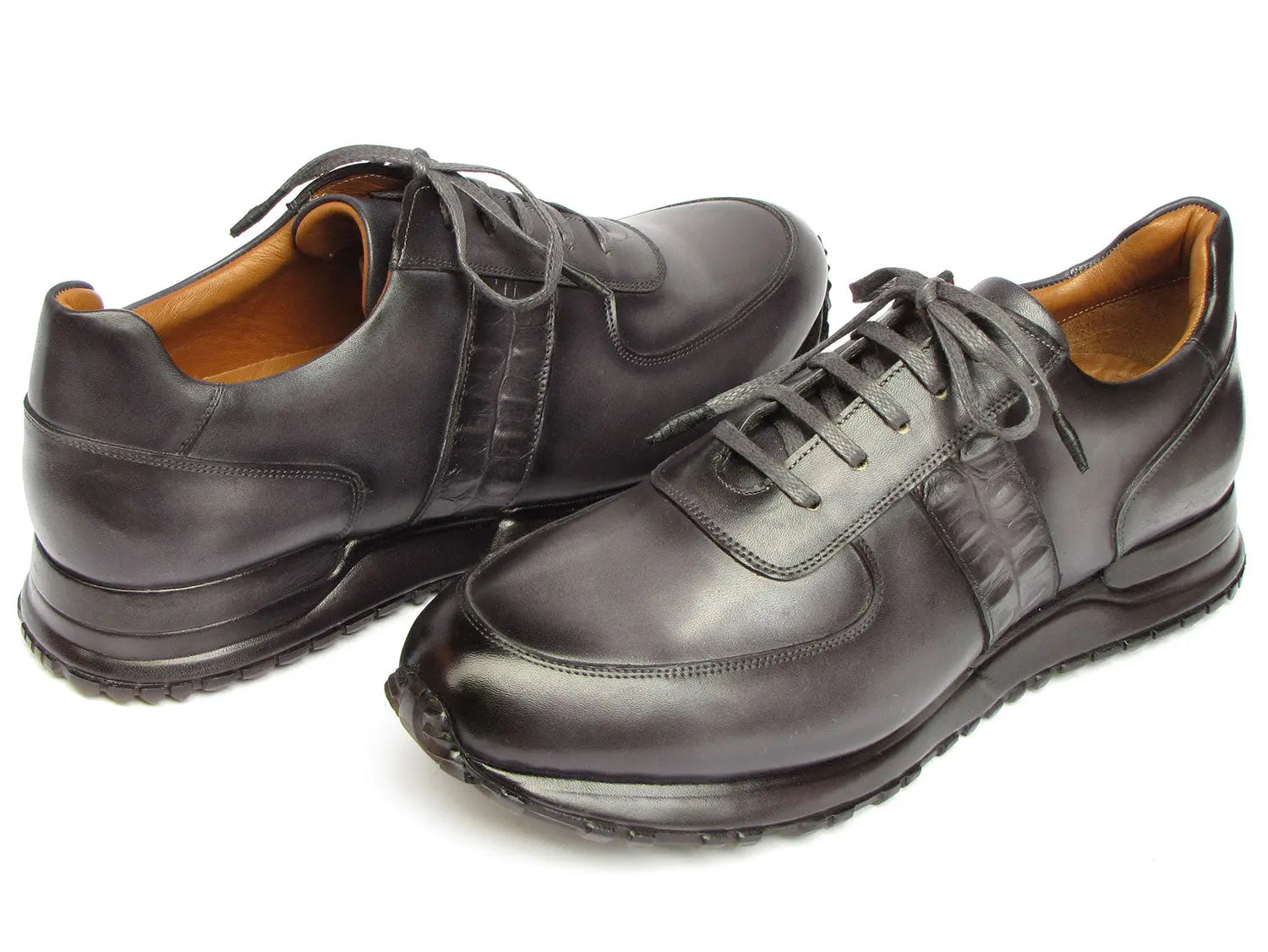 Paul Parkman Men's Gray/Black Patina Sneakers (ID#LP207GRY) PAUL PARKMAN
