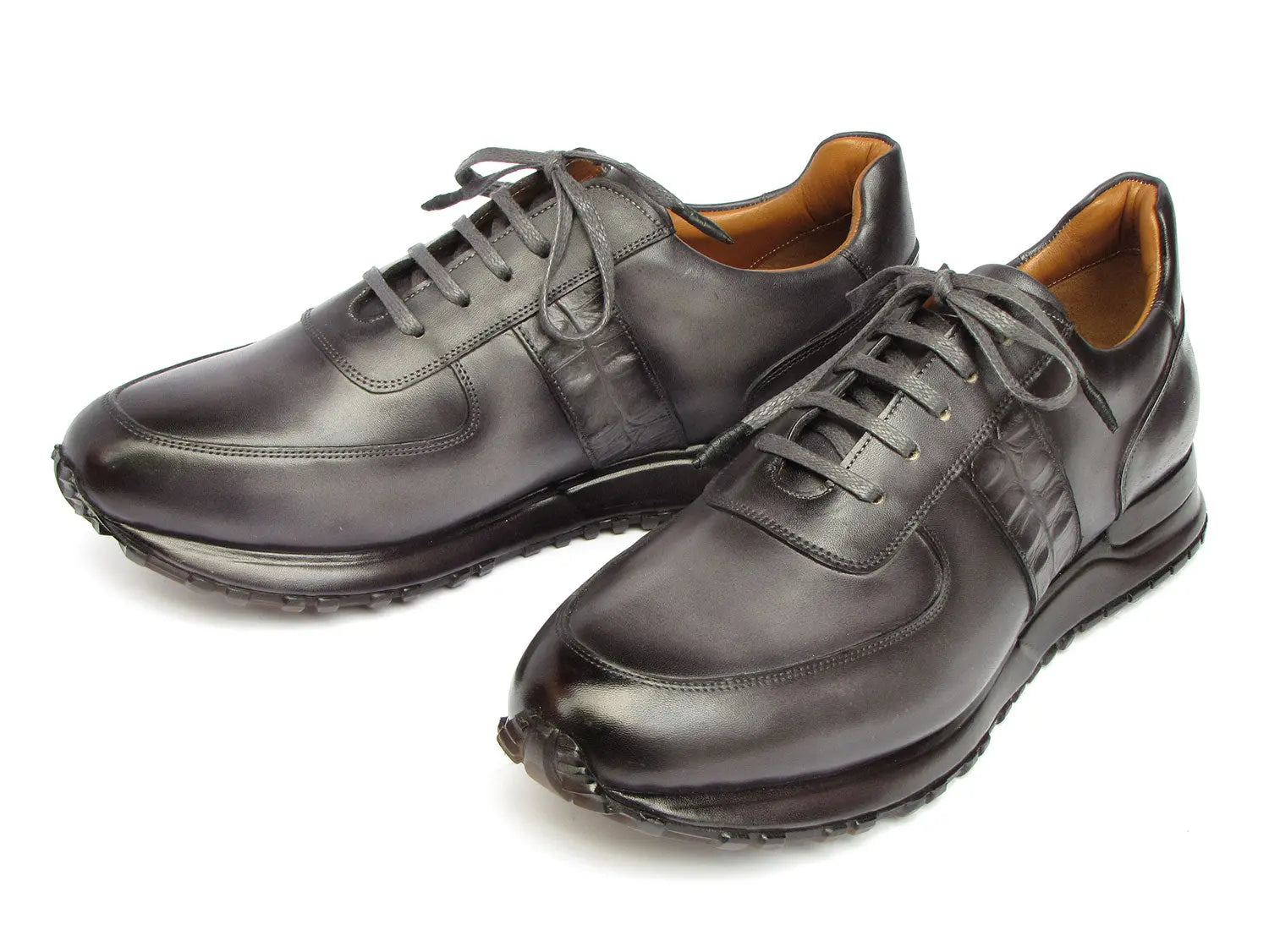 Paul Parkman Men's Gray/Black Patina Sneakers (ID#LP207GRY) PAUL PARKMAN
