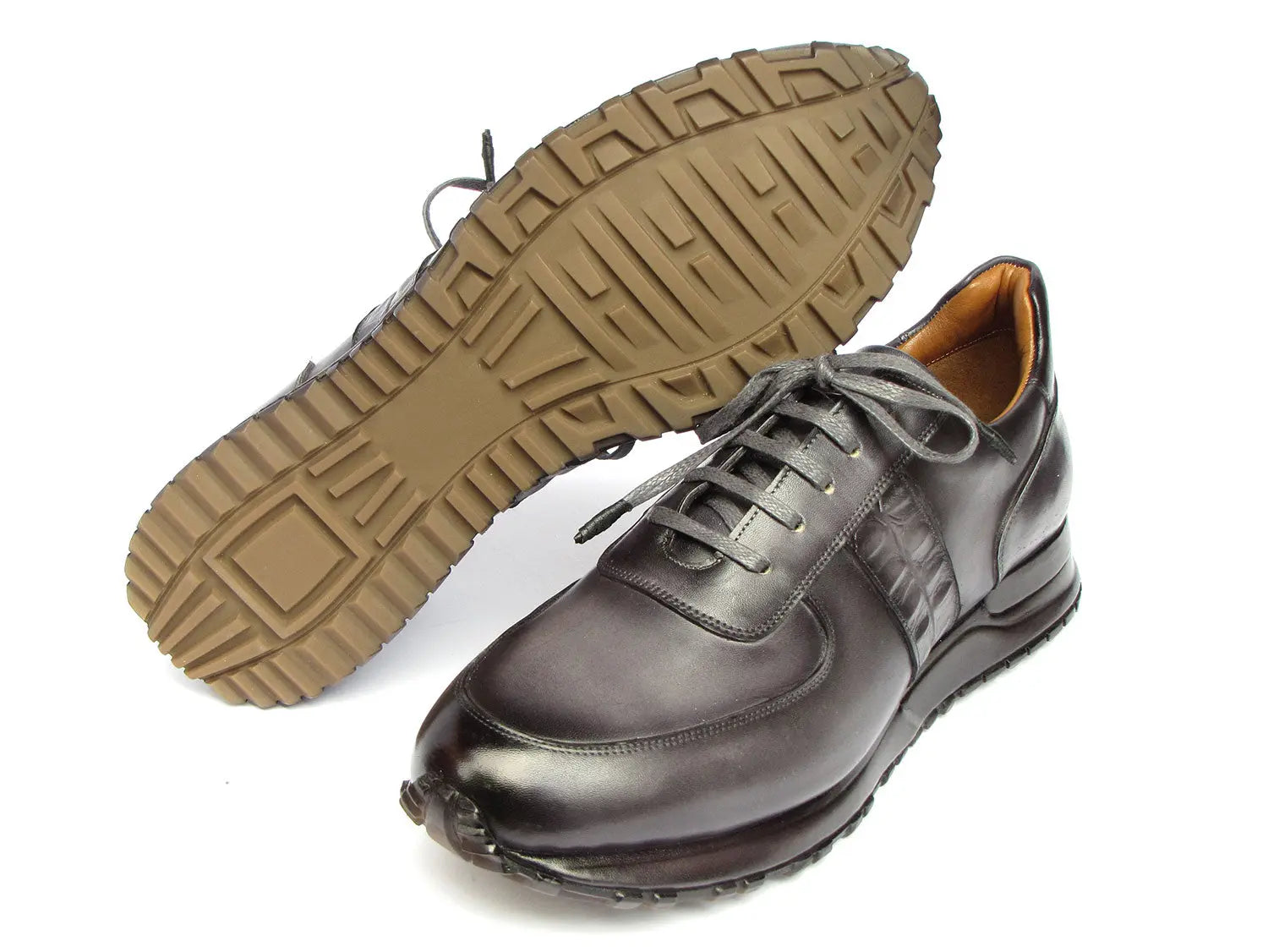 Paul Parkman Men's Gray/Black Patina Sneakers (ID#LP207GRY) PAUL PARKMAN