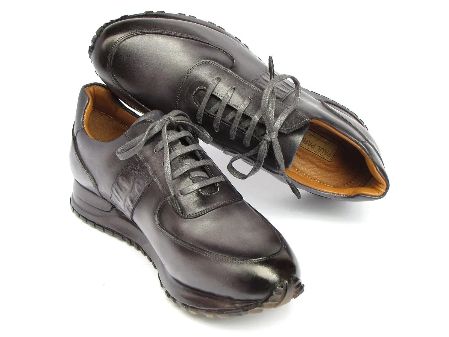 Paul Parkman Men's Gray/Black Patina Sneakers (ID#LP207GRY) PAUL PARKMAN
