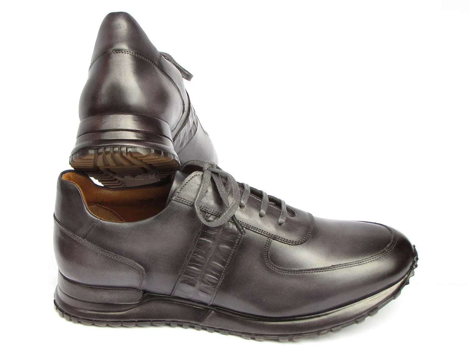 Paul Parkman Men's Gray/Black Patina Sneakers (ID#LP207GRY) PAUL PARKMAN