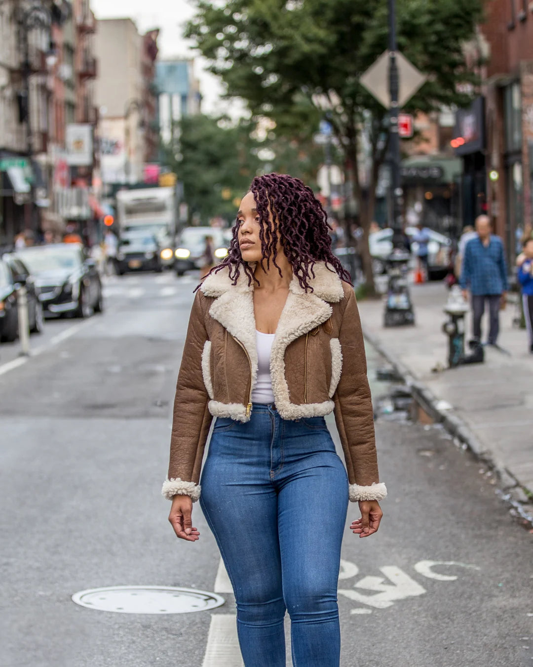 Jakewood 1099 Ladies Taupe Genuine Sheepskin Crop Jacket