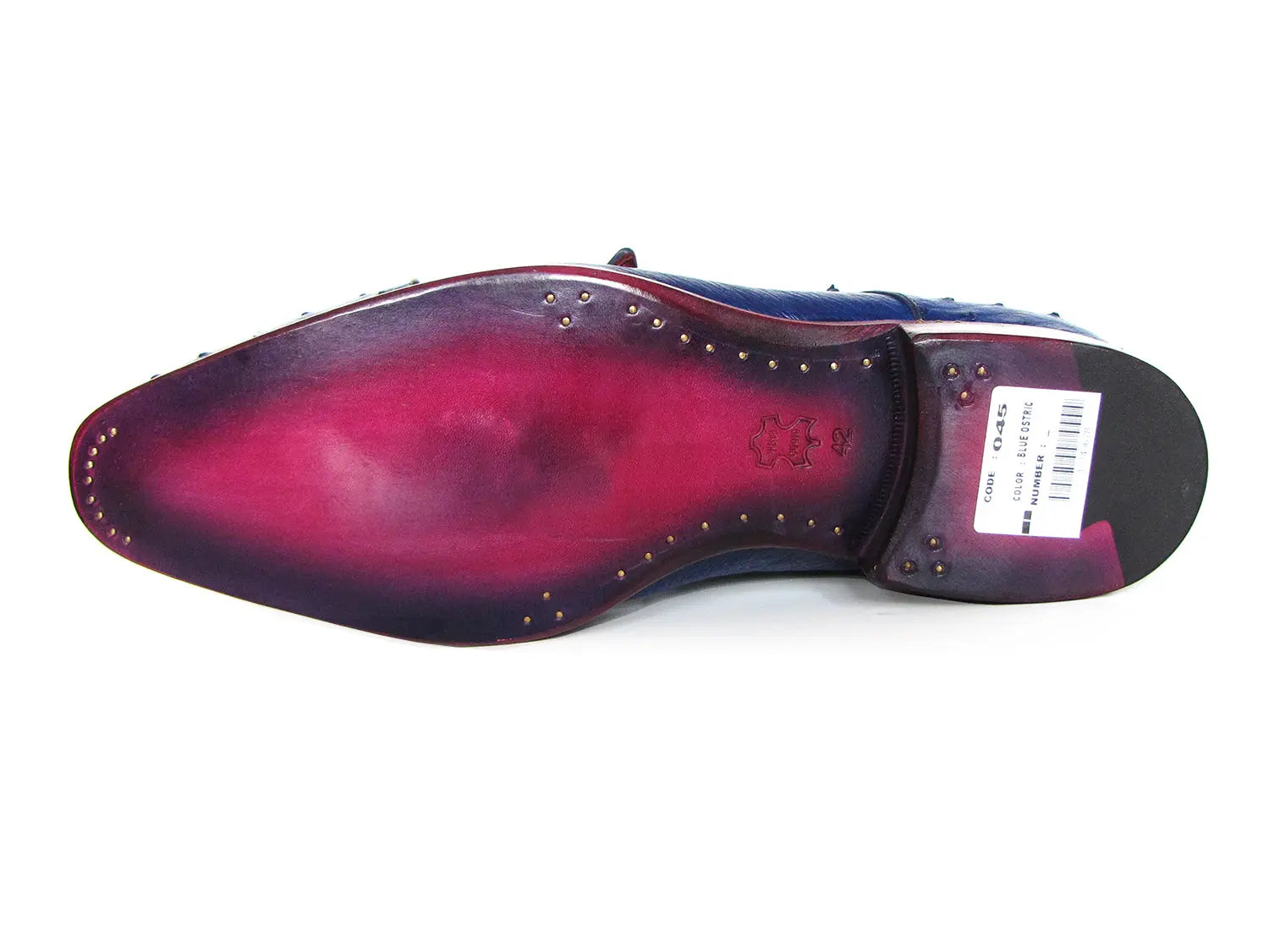 Paul Parkman Men's Sax Blue Genuine Ostrich Double Monk Strap Shoes (ID#37U33) PAUL PARKMAN