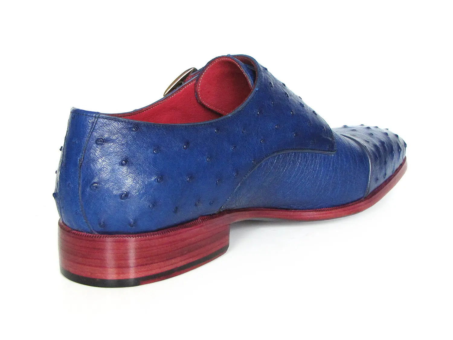 Paul Parkman Men's Sax Blue Genuine Ostrich Double Monk Strap Shoes (ID#37U33) PAUL PARKMAN