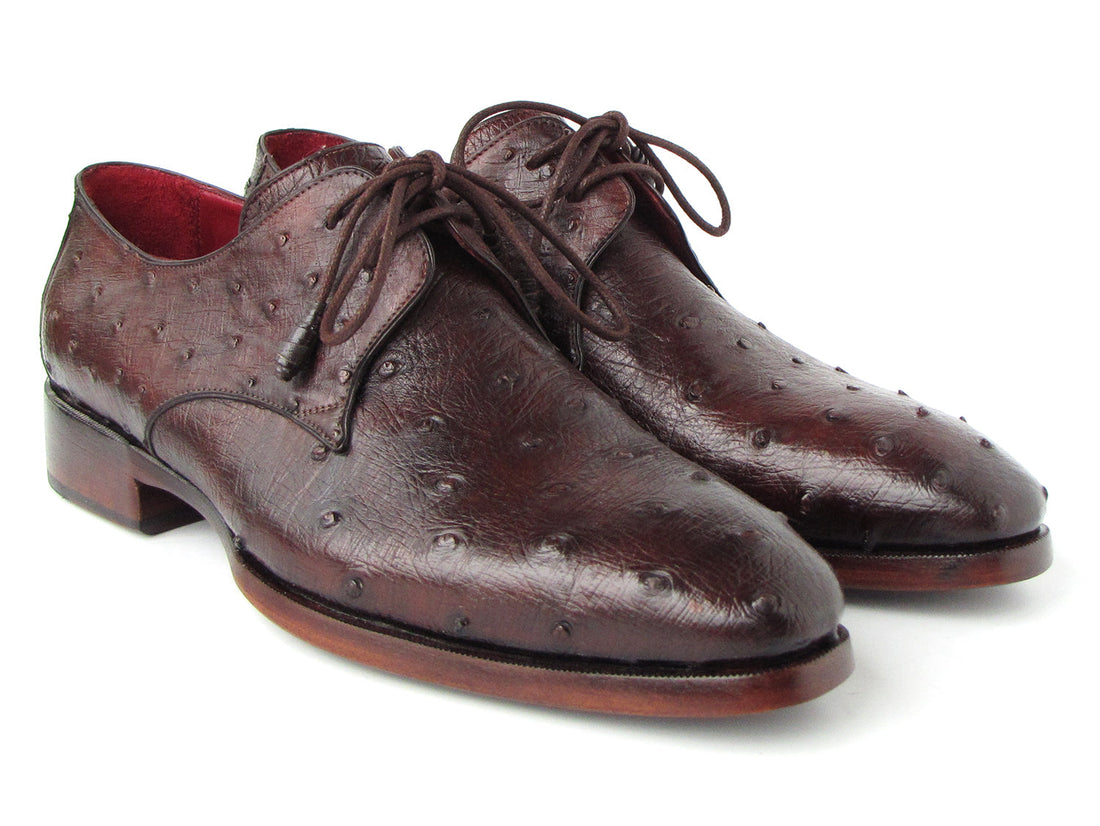 Paul Parkman Men's Brown Genuine Ostrich Derby Shoes (ID#33B76-BRW) PAUL PARKMAN