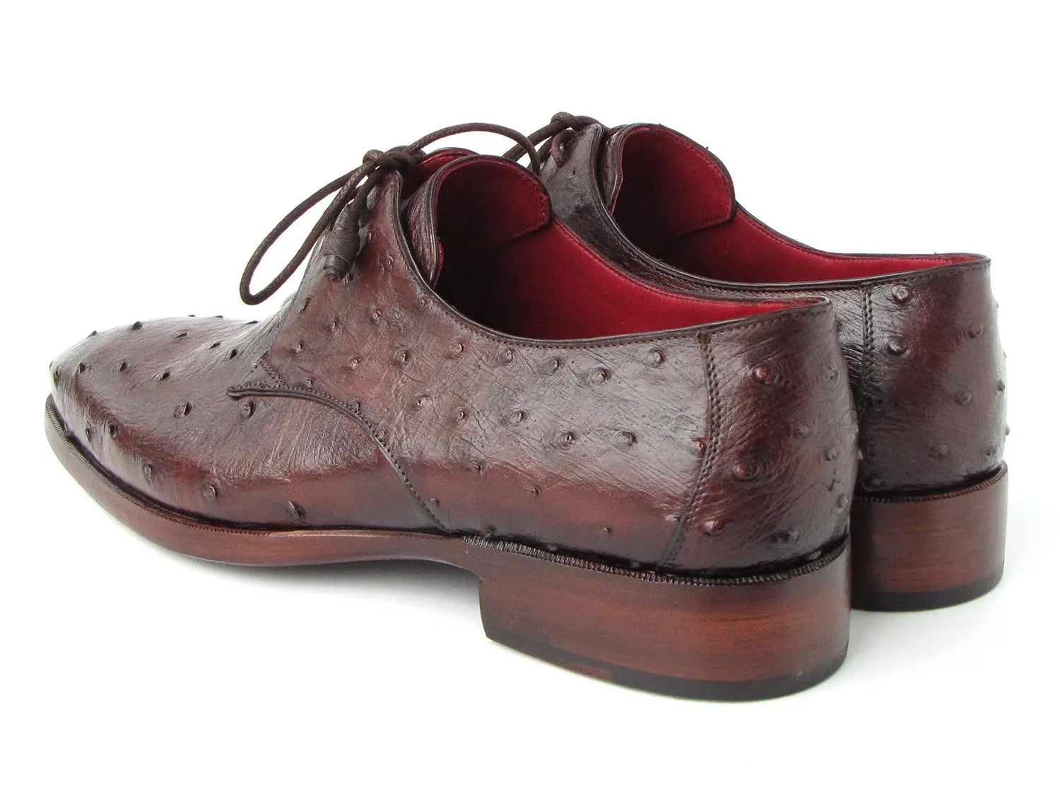 Paul Parkman Men's Brown Genuine Ostrich Derby Shoes (ID#33B76-BRW) PAUL PARKMAN