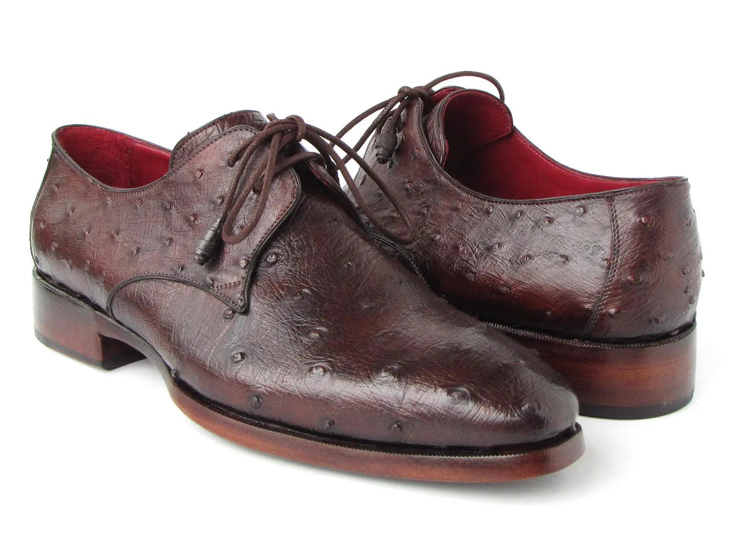 Paul Parkman Men's Brown Genuine Ostrich Derby Shoes (ID#33B76-BRW) PAUL PARKMAN