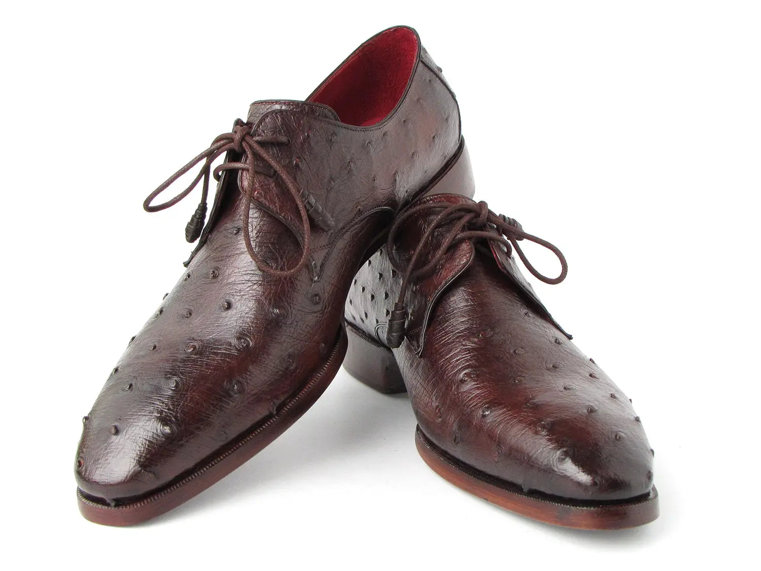 Paul Parkman Men's Brown Genuine Ostrich Derby Shoes (ID#33B76-BRW) PAUL PARKMAN