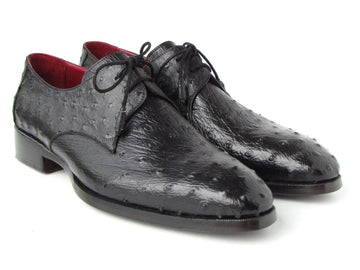 Paul Parkman Men's Black Genuine Ostrich Derby Shoes (ID#33B76-BLK) PAUL PARKMAN