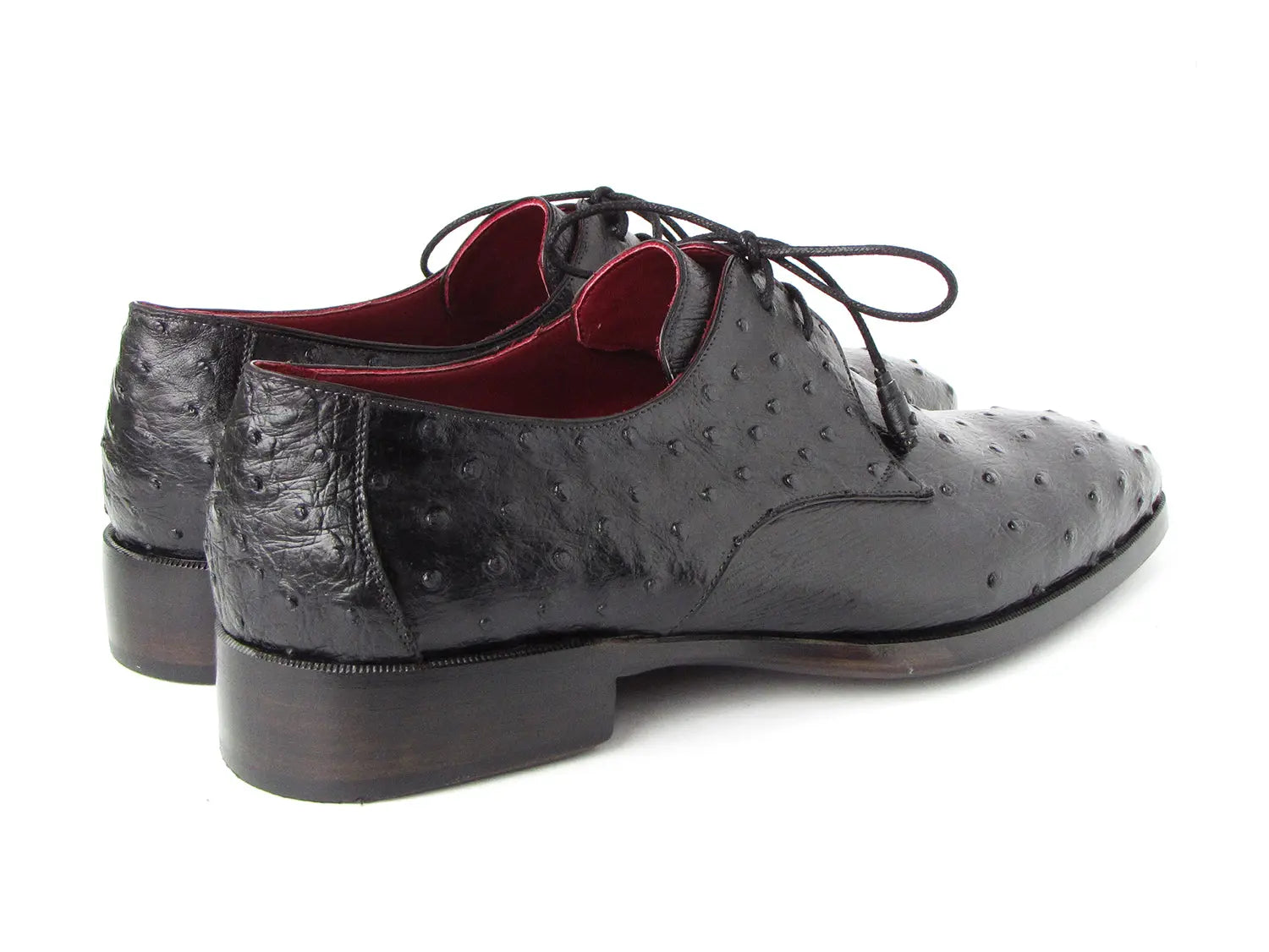 Paul Parkman Men's Black Genuine Ostrich Derby Shoes (ID#33B76-BLK) PAUL PARKMAN