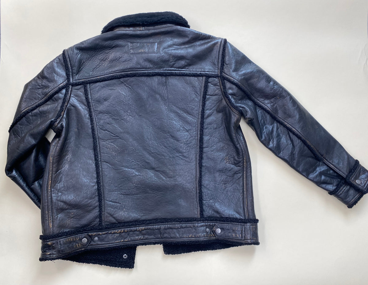 Jakewood 3650 Distressed Black/Brown Genuine Lambskin Leather Jacket