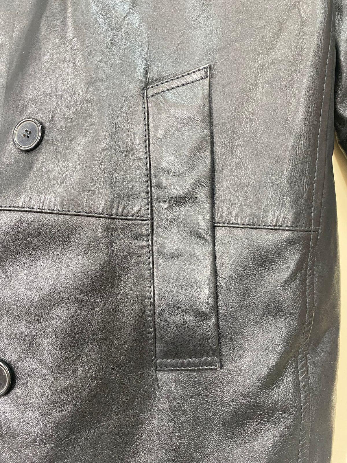 Jakewood 2095 Black Genuine Lambskin Double Breasted French Antique Peacoat