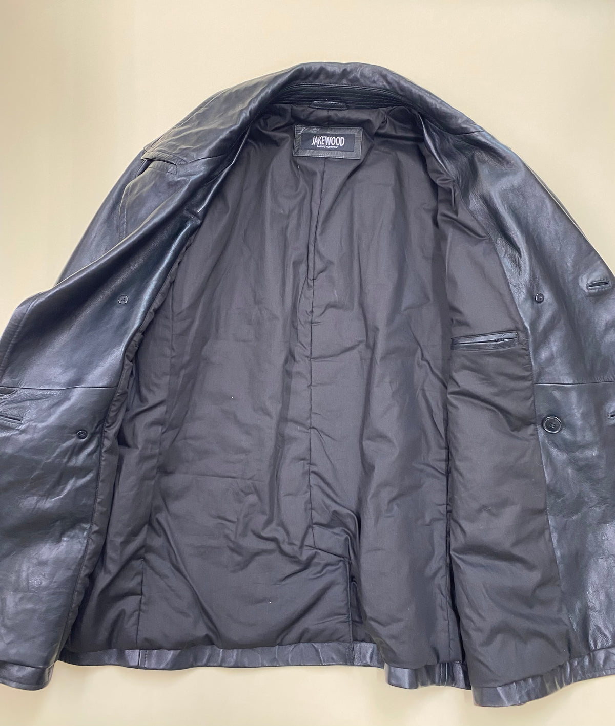 Jakewood 2095 Black Genuine Lambskin Double Breasted French Antique Peacoat