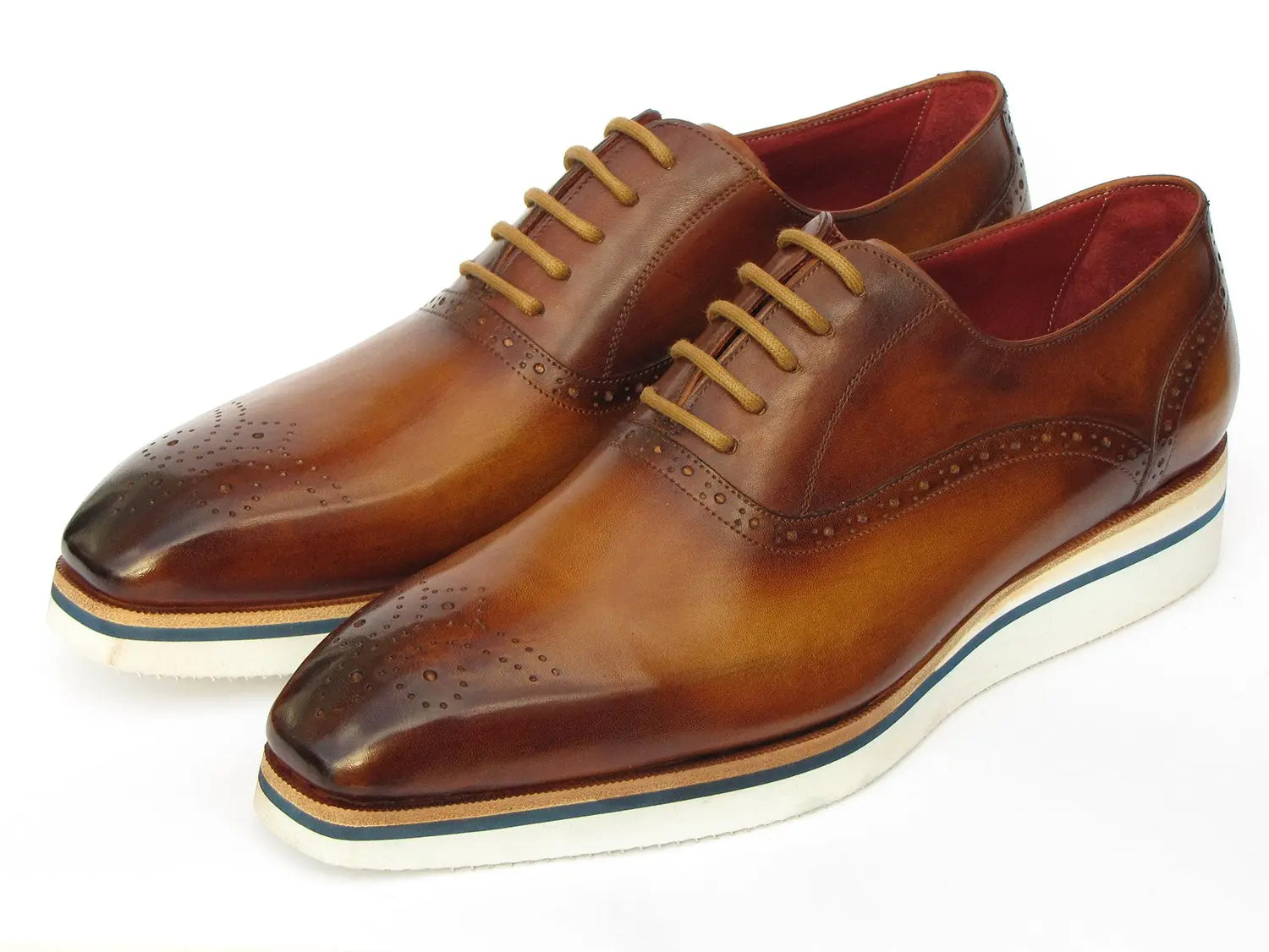 Paul Parkman Men's Brown Smart Casual Oxfords (ID#184SNK-BRW) PAUL PARKMAN