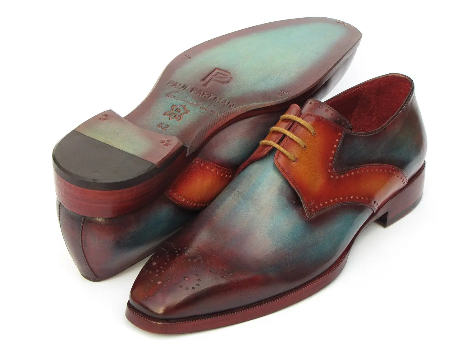 Paul Parkman Men's Multicolor Medallion Toe Derby Shoes (ID#6584-MIX) PAUL PARKMAN